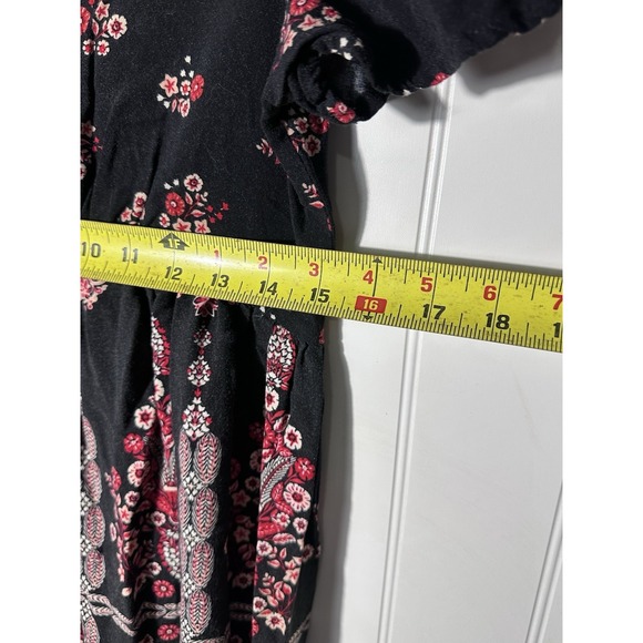 Aeropostale Dress Womens Medium M Black Pink Floral Rayon Boho Mini Summer - Picture 3 of 6